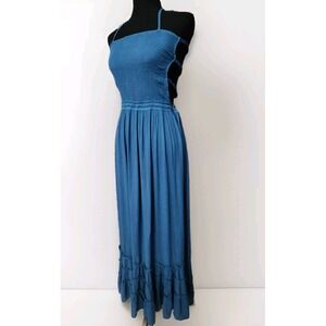 Maxi Dress Medium Tiered Halter Boho  Festival Ruffles Cottagecore Coquette  M